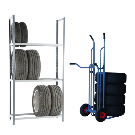Däckhanteringspaket för verkstad – Hylla SWED + Däckkärra 200 kg - Alvemo - Förvaring & Skåp