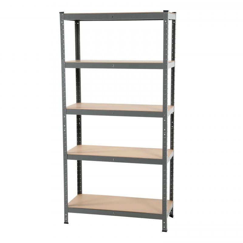 T17 – Hyllställ i trä (MDF/Stål) - 5 hyllplan - 175 kg kapacitet - Alvemo - Förvaring & Skåp