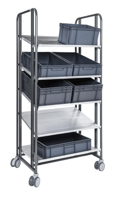 Ergonomisk plockvagn Serie 168 (5 plan, hög höjd 1850 mm, 250 kg) - Alvemo - Vagnar & Transport