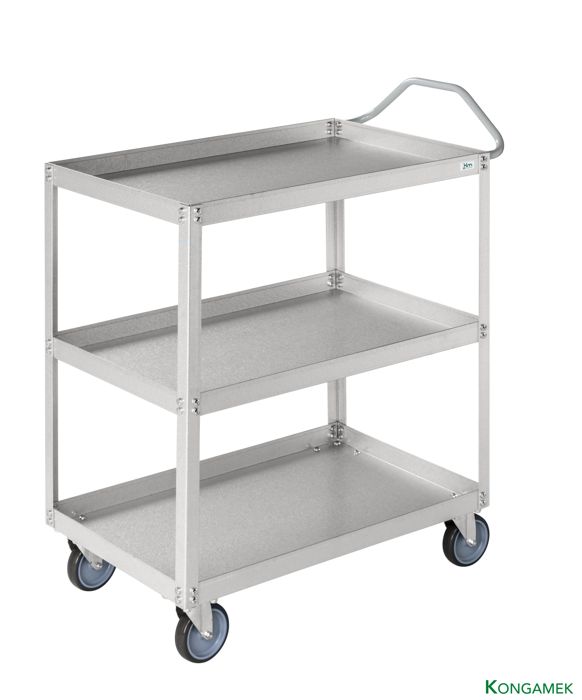 Hyllvagn Aluzink 3 plan för plastbackar (150 kg, 690x420 mm) - Alvemo - Vagnar & Transport