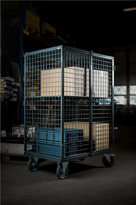 Säkerhetsvagn ERGO med galler (1332x821 mm) – 500 kg - Alvemo - Vagnar & Transport