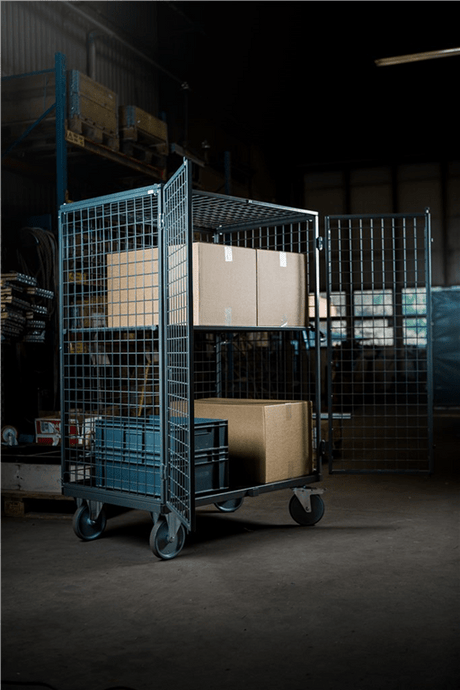 Säkerhetsvagn ERGO med galler (1332x821 mm) – 500 kg - Alvemo - Vagnar & Transport