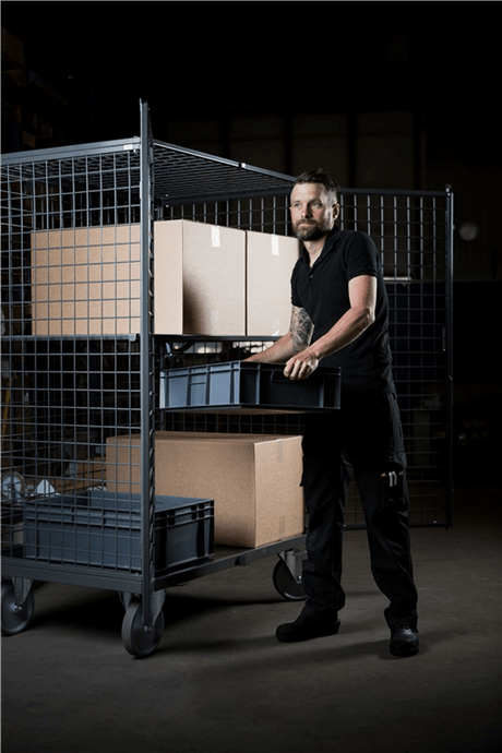 Säkerhetsvagn ERGO med galler (1332x821 mm) – 500 kg - Alvemo - Vagnar & Transport
