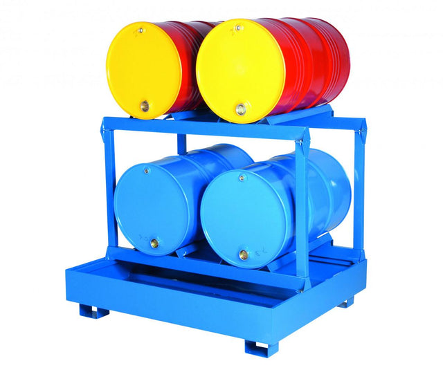 Uppsamlingskärl för 4 fat liggande – Fatpall 440L (2 bred, 2 högt) - Alvemo - Avfallshantering & Miljö