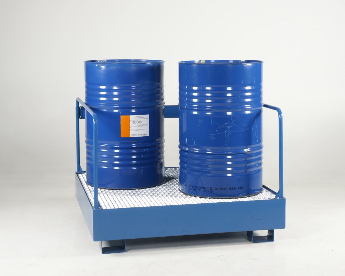 Uppsamlingskärl för 4 fat stående – Fatpall 440L (med skyddsräcke) - Alvemo - Avfallshantering & Miljö