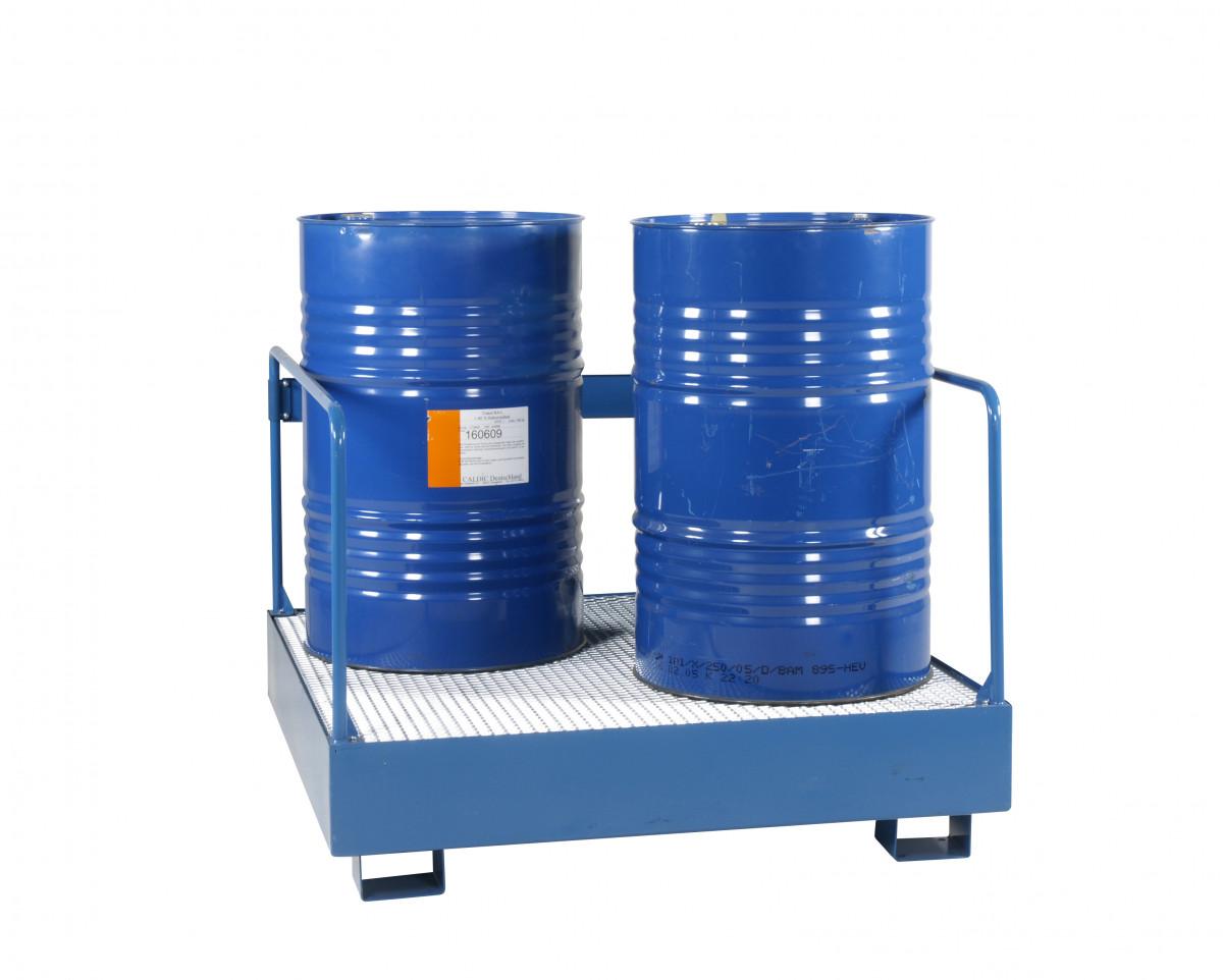 Uppsamlingskärl för 4 fat stående – Fatpall 440L (med skyddsräcke) - Alvemo - Avfallshantering & Miljö